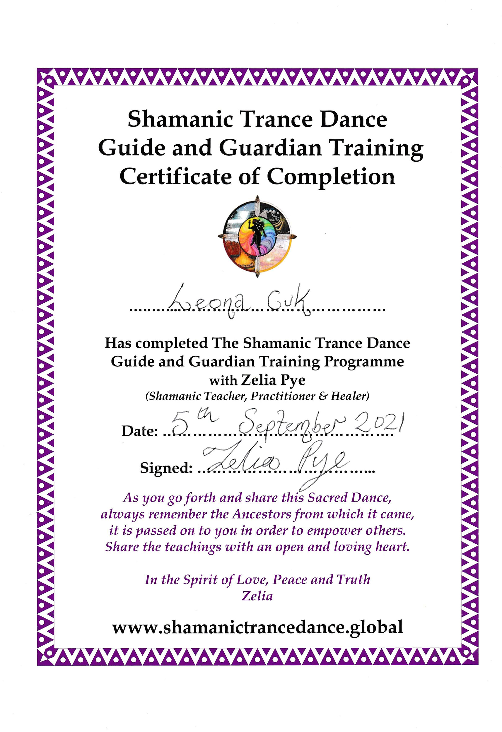 STD Certificate reiki, travel, art, dance